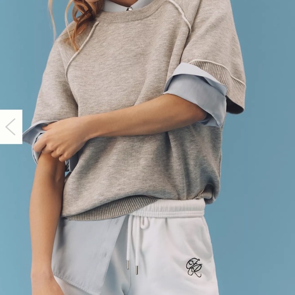 Anthropologie Oaklyn Cozy Crew-Neck Sweatshirt by Pilcro: Short-Sleeve Edition - Picture 3 of 10